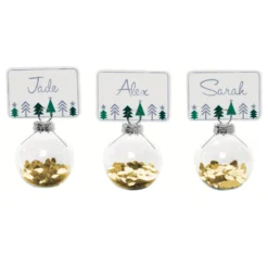 12x Christmas Bauble Place Card Holder - Gold