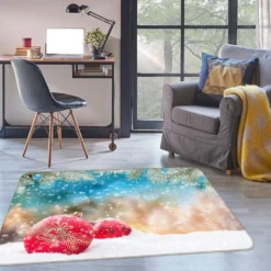 3D Snow Red Ball 55068 Christmas Non Slip Rug Mat Room Mat Quality Elegant Photo Carpet Xmas