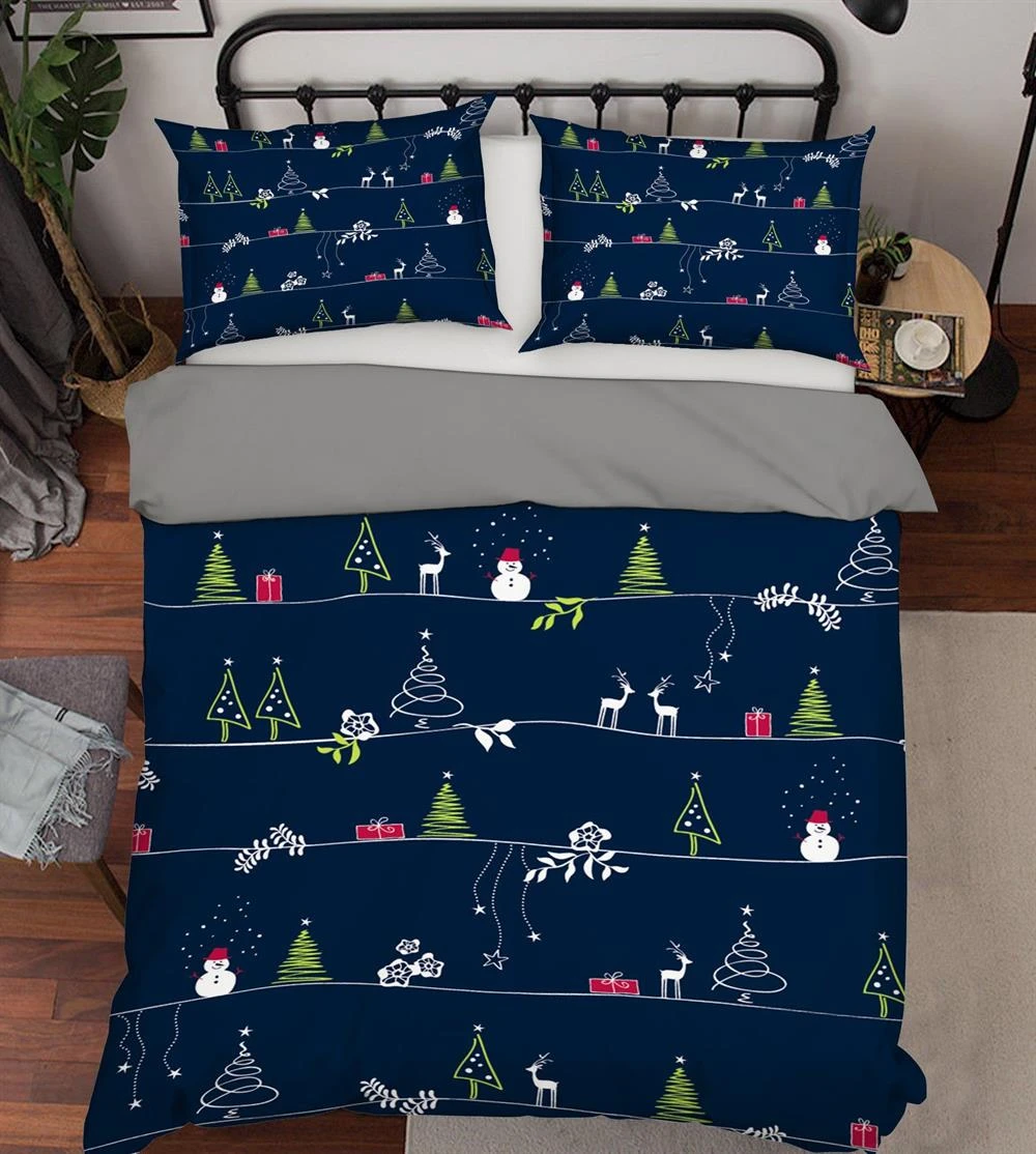 3D Christmas Illustration Snowman 32 Bed Pillowcases Quilt Cover Set Bedding Set Pillowcases Duvet C 4 3D Christmas Illustration Snowman 32 Bed Pillowcases Quilt Cover Set Bedding Set Pillowcases Duvet C - Image 2