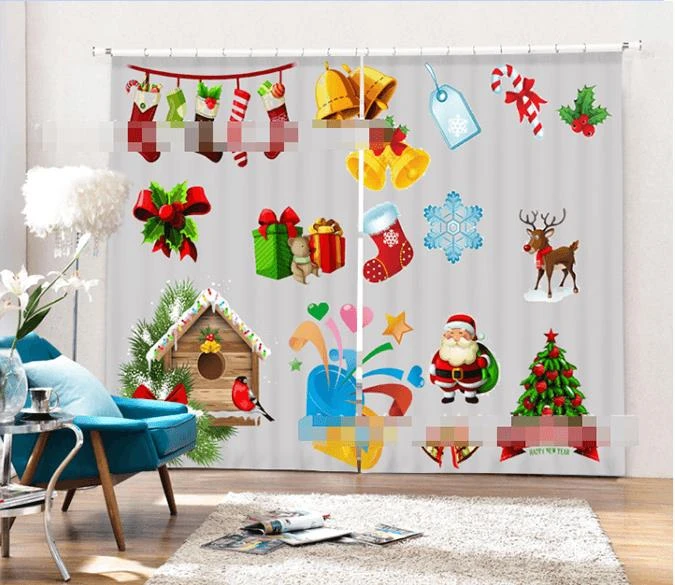 3D Cute Christmas Pattern 2051 Blockout Photo Curtain Printing Curtains Drapes Fabric Window 5 3D Cute Christmas Pattern 2051 Blockout Photo Curtain Printing Curtains Drapes Fabric Window - Image 3