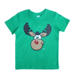 New Funny Unisex Xmas Christmas T Shirt Tee Adult Kids Mens Womens Boys Santa - Reindeer (Green)