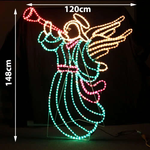 LED Animated Christmas Angel Sounding Trumpet Motif Rope Light 3 LED Animated Christmas Angel Sounding Trumpet Motif Rope Light