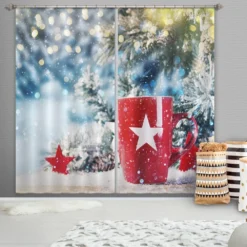 3D Red Water Flass 52045 Christmas Blockout Photo Curtain Printing Curtains Drapes Fabric Window Xma