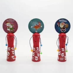 Christmas LED Light Up Hand Shaking Spinner Wand Rattle Drum Xmas Kids Toy Gift - Reindeer