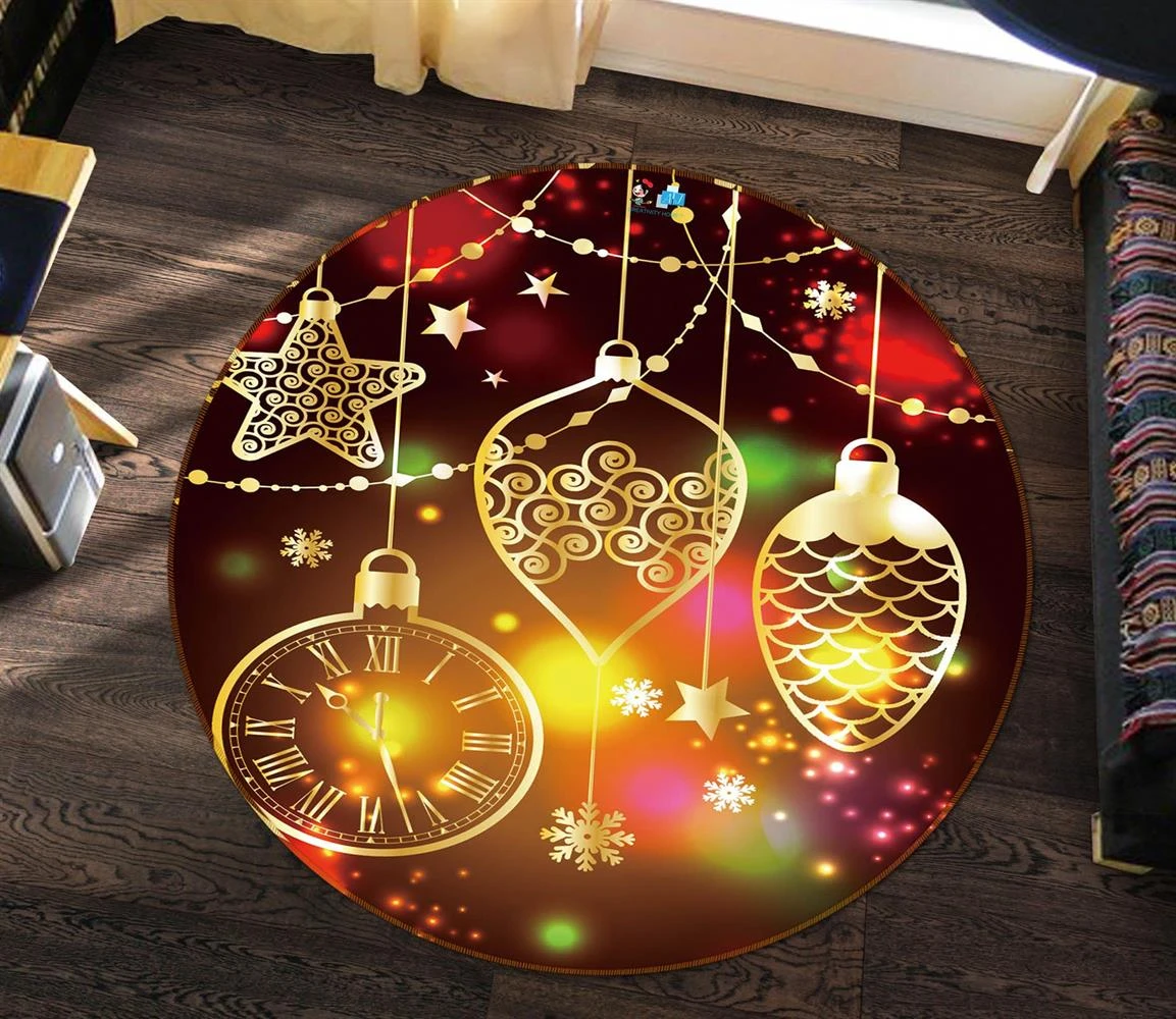 3D String Lights 54144 Christmas Round Non Slip Rug Mat Room Mat Quality Elegant Photo Carpet Xmas 5 3D String Lights 54144 Christmas Round Non Slip Rug Mat Room Mat Quality Elegant Photo Carpet Xmas - Image 3