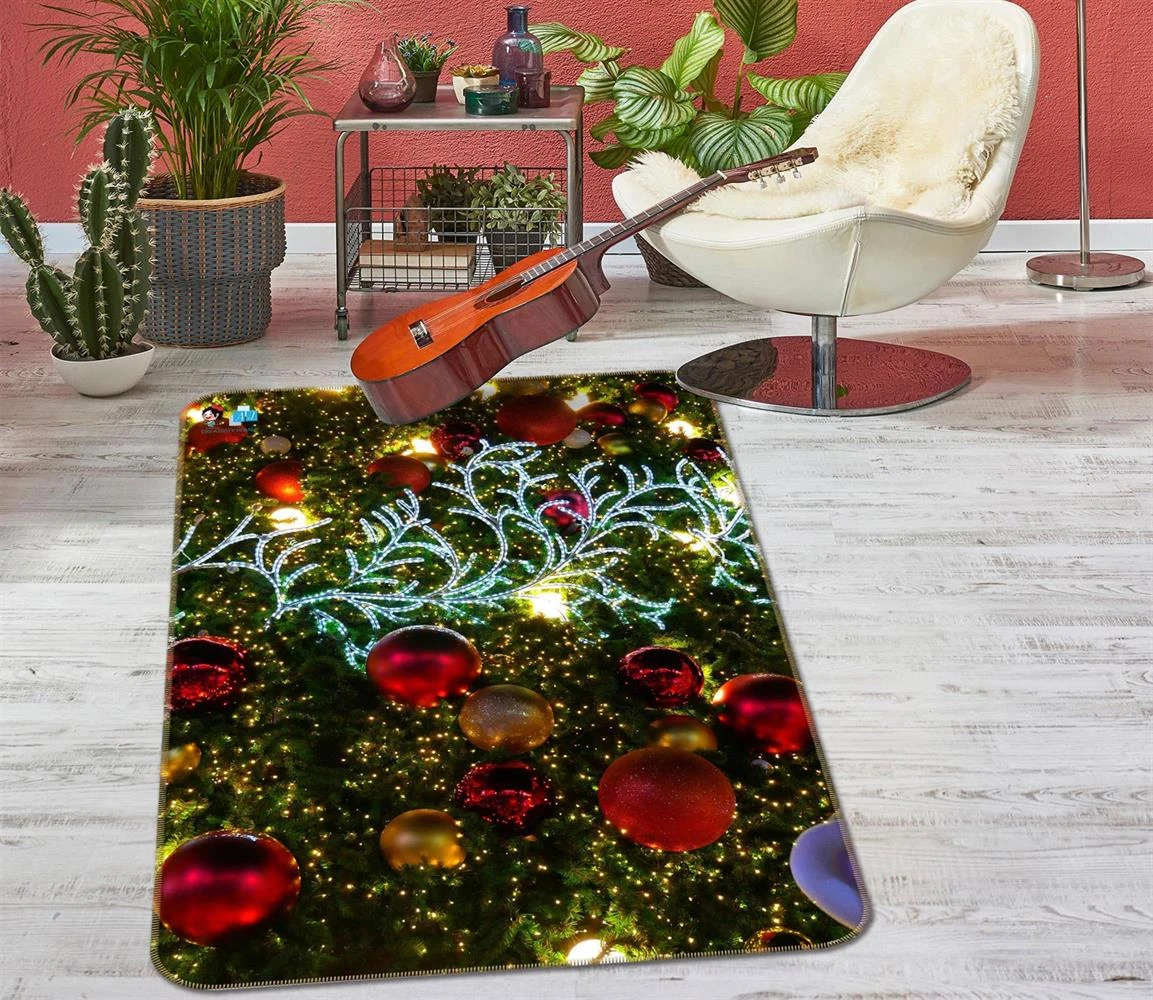 3D Branches Red Ball 55043 Christmas Non Slip Rug Mat Room Mat Quality Elegant Photo Carpet Xmas 4 3D Branches Red Ball 55043 Christmas Non Slip Rug Mat Room Mat Quality Elegant Photo Carpet Xmas - Image 2