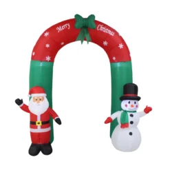 Inflatable 240cm Christmas Arch With Santa Snowman LED Lit