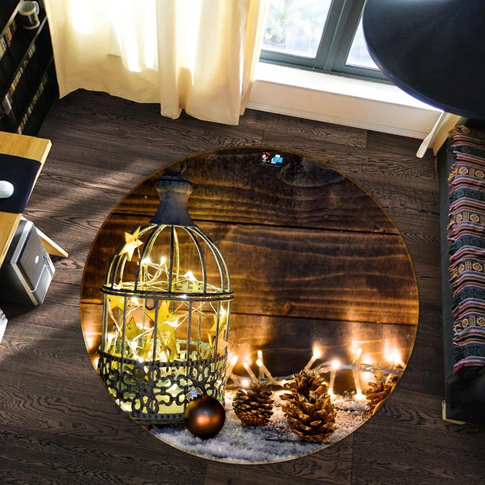 3D String Lights Pineta 54084 Christmas Round Non Slip Rug Mat Room Mat Quality Elegant Photo Carpet 4 3D String Lights Pineta 54084 Christmas Round Non Slip Rug Mat Room Mat Quality Elegant Photo Carpet - Image 2