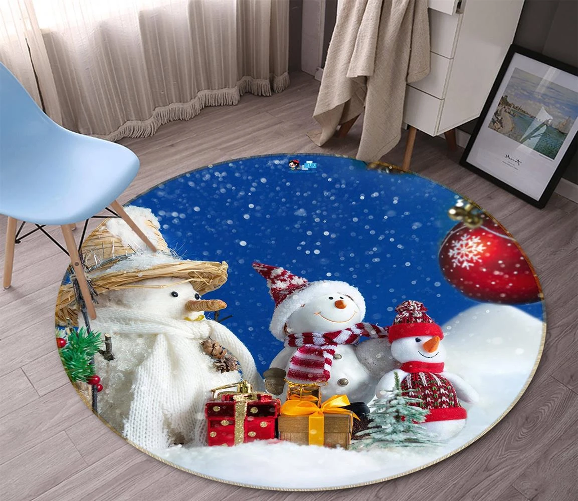 3D Snowman 54095 Christmas Round Non Slip Rug Mat Room Mat Quality Elegant Photo Carpet Xmas 3 3D Snowman 54095 Christmas Round Non Slip Rug Mat Room Mat Quality Elegant Photo Carpet Xmas