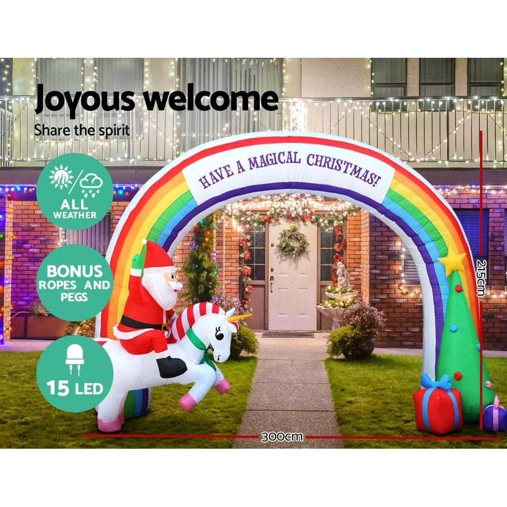 Jingle Jollys Christmas Inflatable Rainbow Archway Santa 3M Outdoor Decorations 9 Jingle Jollys Christmas Inflatable Rainbow Archway Santa 3M Outdoor Decorations - Image 7