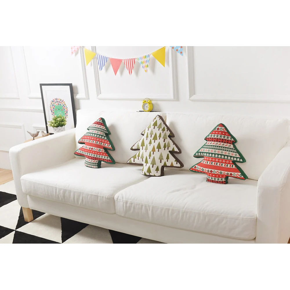 Nordic Red & Green Christmas Tree Cushion 48cm 6 Nordic Red & Green Christmas Tree Cushion 48cm - Image 4