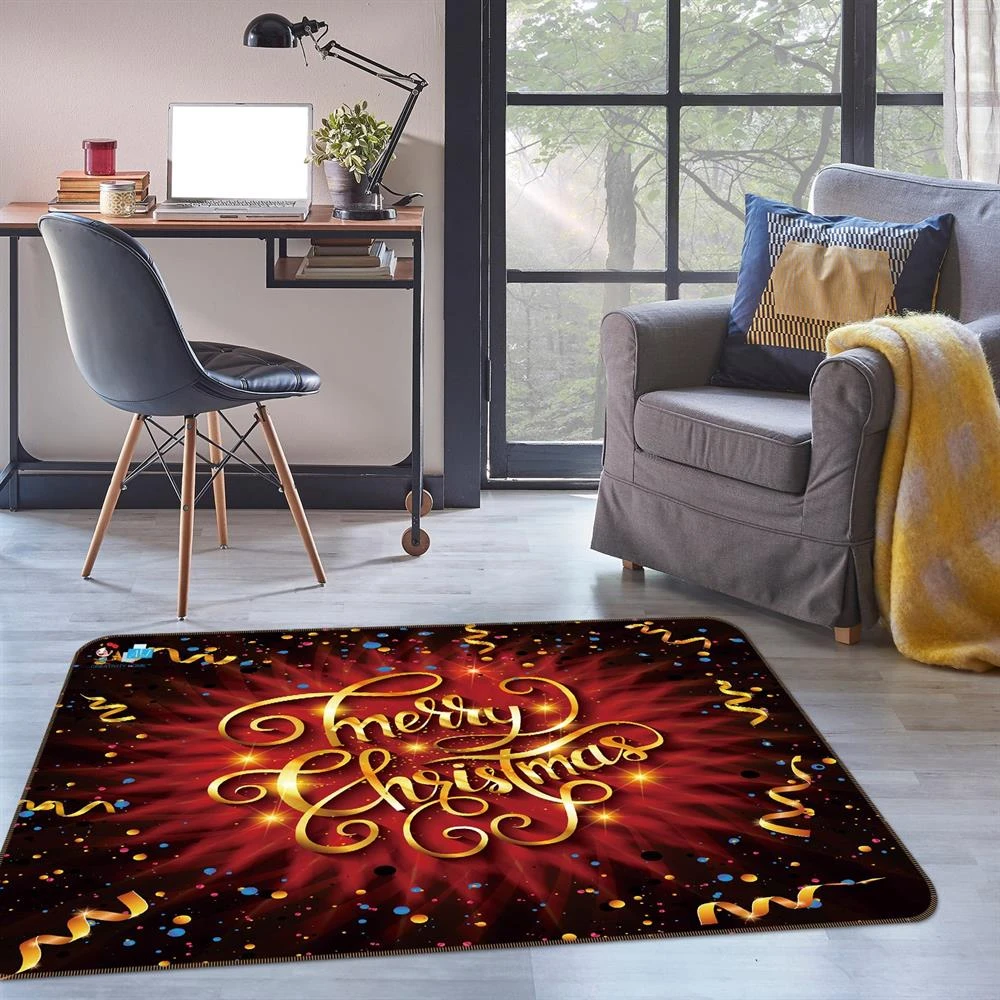 3D Golden Letters 55112 Christmas Non Slip Rug Mat Room Mat Quality Elegant Photo Carpet Xmas 4 3D Golden Letters 55112 Christmas Non Slip Rug Mat Room Mat Quality Elegant Photo Carpet Xmas - Image 2
