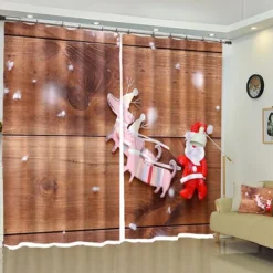 3D Little Old Man Christmas 29 Blockout Photo Curtain Printing Curtains Drapes Fabric Window