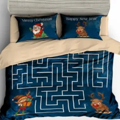 3D Christmas Maze 6016 Bed Pillowcases Quilt Cover Set Bedding Set Pillowcases Duvet Cover KING SING