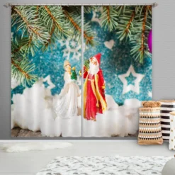 3D Santa Claus Ornaments 52061 Christmas Blockout Photo Curtain Printing Curtains Drapes Fabric Wind