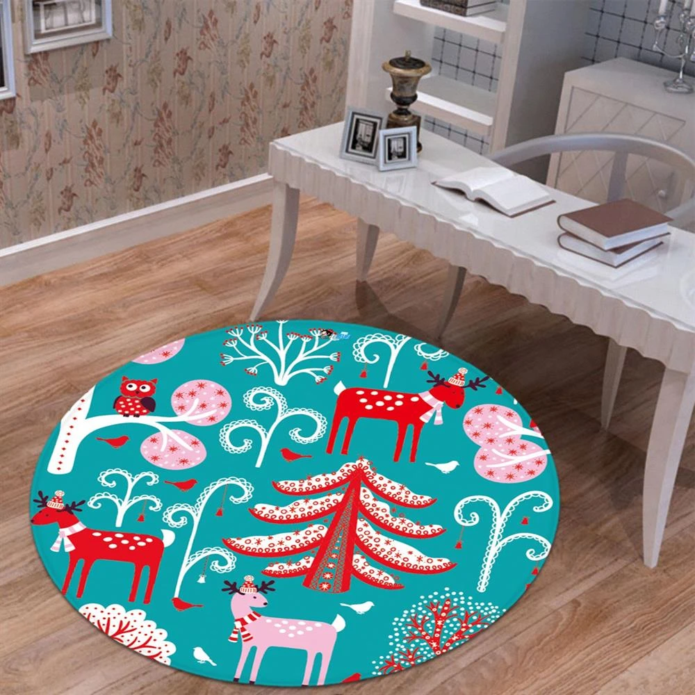 3D Tree Deer Pattern 66003 Christmas Round Non Slip Rug Mat Room Mat Quality Elegant Photo Carpet Xm 4 3D Tree Deer Pattern 66003 Christmas Round Non Slip Rug Mat Room Mat Quality Elegant Photo Carpet Xm - Image 2