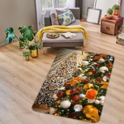 3D Tree Golden Ball 55155 Christmas Non Slip Rug Mat Room Mat Quality Elegant Photo Carpet Xmas