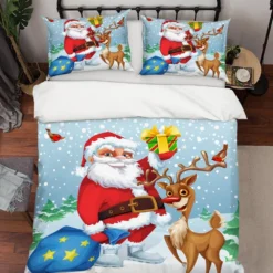 3D Christmas Old Head Antler 48 Bed Pillowcases Quilt Cover Set Bedding Set Pillowcases Duvet Cover