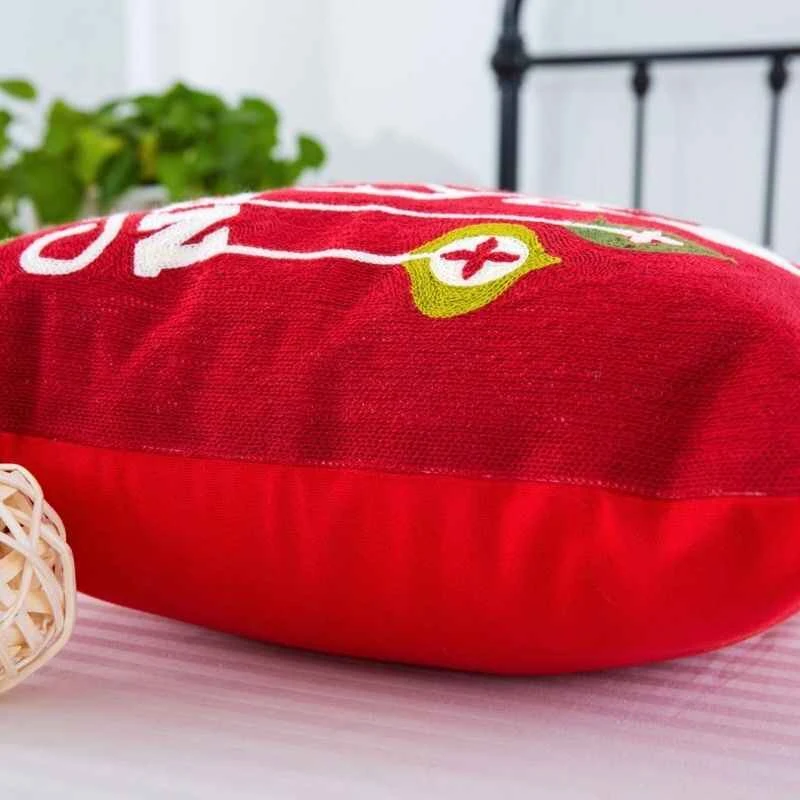 Embroidered Merry Christmas Cushion Cover - Happy New Year 4 Embroidered Merry Christmas Cushion Cover - Happy New Year - Image 2