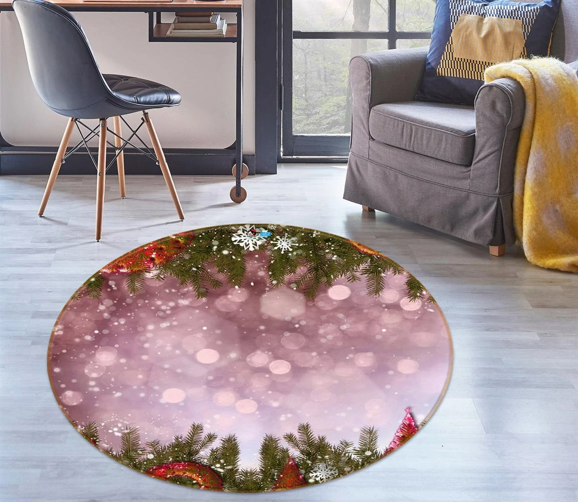 3D Branch Snowflake Light Shadow 54155 Christmas Round Non Slip Rug Mat Room Mat Quality Elegant Pho 3 3D Branch Snowflake Light Shadow 54155 Christmas Round Non Slip Rug Mat Room Mat Quality Elegant Pho