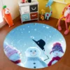 3D Snowman 54051 Christmas Round Non Slip Rug Mat Room Mat Quality Elegant Photo Carpet Xmas