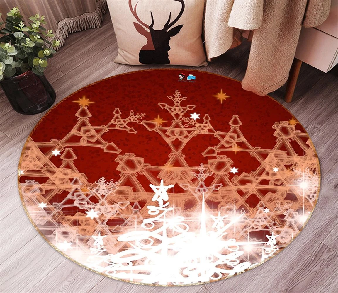 3D Snowflake 54074 Christmas Round Non Slip Rug Mat Room Mat Quality Elegant Photo Carpet Xmas 4 3D Snowflake 54074 Christmas Round Non Slip Rug Mat Room Mat Quality Elegant Photo Carpet Xmas - Image 2