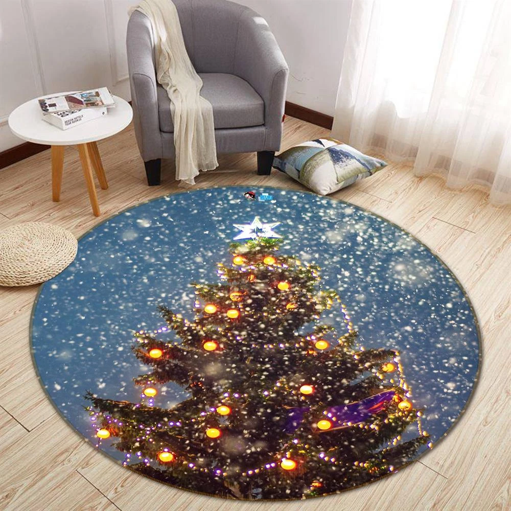 3D Tree Snowing 54183 Christmas Round Non Slip Rug Mat Room Mat Quality Elegant Photo Carpet Xmas 4 3D Tree Snowing 54183 Christmas Round Non Slip Rug Mat Room Mat Quality Elegant Photo Carpet Xmas - Image 2