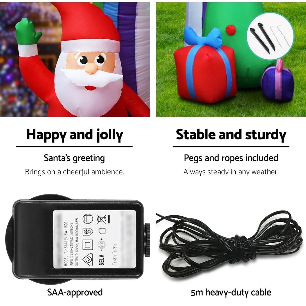 Jingle Jollys Christmas Inflatable Rainbow Archway Santa 3M Outdoor Decorations 4 Jingle Jollys Christmas Inflatable Rainbow Archway Santa 3M Outdoor Decorations - Image 2