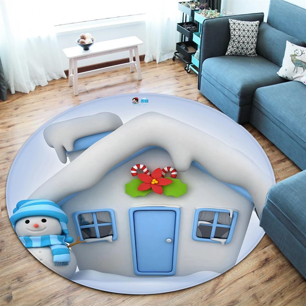 3D Snow House Snowman 65235 Christmas Round Non Slip Rug Mat Room Mat Quality Elegant Photo Carpet X 3 3D Snow House Snowman 65235 Christmas Round Non Slip Rug Mat Room Mat Quality Elegant Photo Carpet X