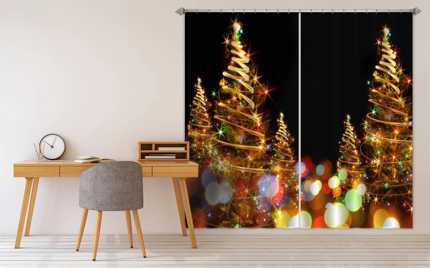3D Tree Colored Lights 52006 Christmas Blockout Photo Curtain Printing Curtains Drapes Fabric Window 3 3D Tree Colored Lights 52006 Christmas Blockout Photo Curtain Printing Curtains Drapes Fabric Window