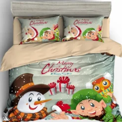 3D Christmas Snowman 6012 Bed Pillowcases Quilt Cover Set Bedding Set Pillowcases Duvet Cover KING S