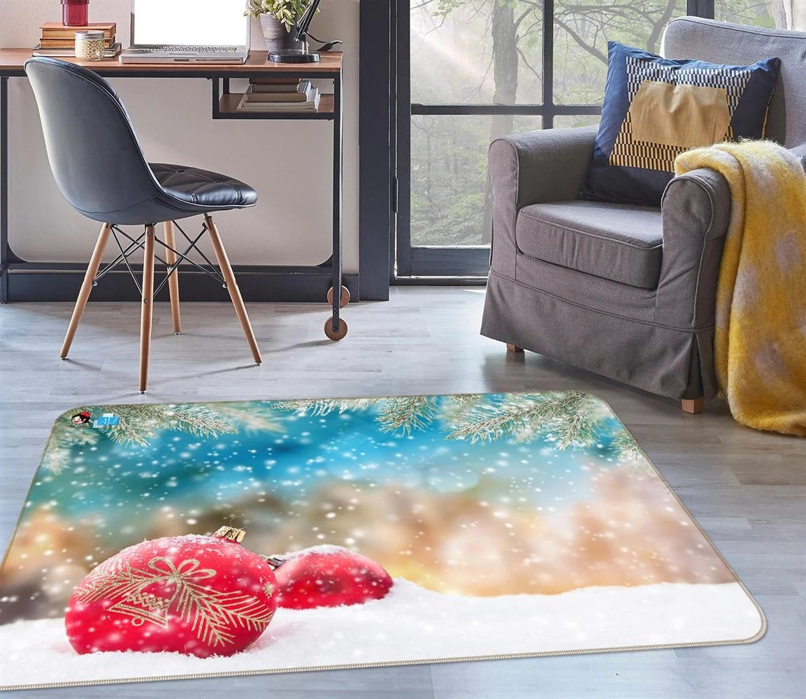 3D Snow Red Ball 55068 Christmas Non Slip Rug Mat Room Mat Quality Elegant Photo Carpet Xmas 4 3D Snow Red Ball 55068 Christmas Non Slip Rug Mat Room Mat Quality Elegant Photo Carpet Xmas - Image 2