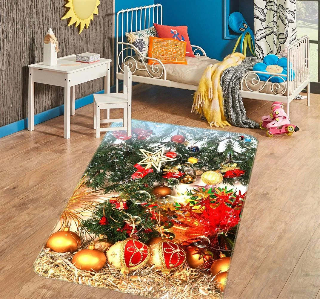 3D Golden Ball Pendant 55039 Christmas Non Slip Rug Mat Room Mat Quality Elegant Photo Carpet Xmas 3 3D Golden Ball Pendant 55039 Christmas Non Slip Rug Mat Room Mat Quality Elegant Photo Carpet Xmas
