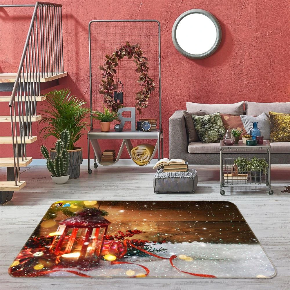 3D Snow Candle 55085 Christmas Non Slip Rug Mat Room Mat Quality Elegant Photo Carpet Xmas 4 3D Snow Candle 55085 Christmas Non Slip Rug Mat Room Mat Quality Elegant Photo Carpet Xmas - Image 2