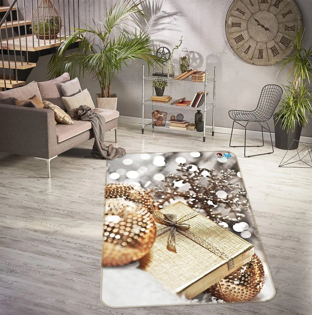 3D Golden Ball Gift Box 55032 Christmas Non Slip Rug Mat Room Mat Quality Elegant Photo Carpet Xmas 5 3D Golden Ball Gift Box 55032 Christmas Non Slip Rug Mat Room Mat Quality Elegant Photo Carpet Xmas - Image 3