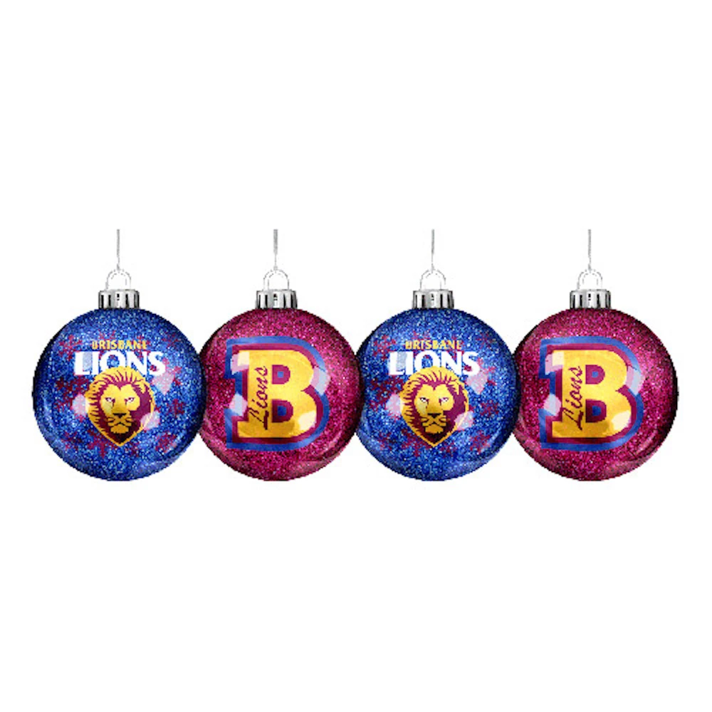 Brisbane Lions AFL Glitter Christmas Baubles Xmas Decorations 3 Brisbane Lions AFL Glitter Christmas Baubles Xmas Decorations