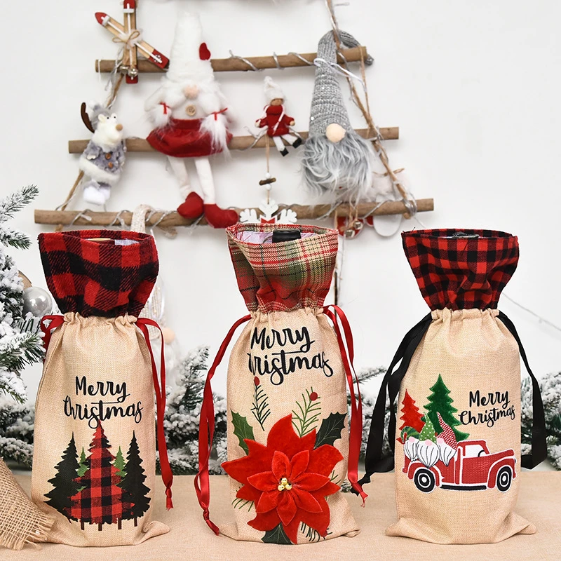 3 Pack Christmas Family Holiday Party Decorations Wine Bottle Cover 7 3 Pack Christmas Family Holiday Party Decorations Wine Bottle Cover - Image 5