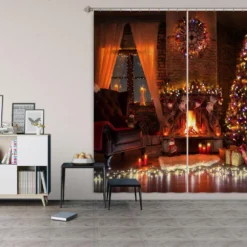 3D Tree Colored Lights 52096 Christmas Blockout Photo Curtain Printing Curtains Drapes Fabric Window
