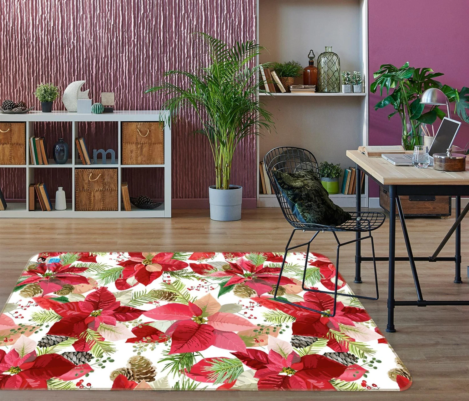 3D Red Leaves Flowers 54240 Christmas Non Slip Rug Mat Room Mat Quality Elegant Photo Carpet Xmas 4 3D Red Leaves Flowers 54240 Christmas Non Slip Rug Mat Room Mat Quality Elegant Photo Carpet Xmas - Image 2
