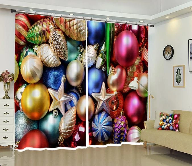 3D Colored Beads Pendant Christmas 36 Blockout Photo Curtain Printing Curtains Drapes Fabric Window 3 3D Colored Beads Pendant Christmas 36 Blockout Photo Curtain Printing Curtains Drapes Fabric Window