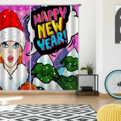 3D Christmas Tree Girl 057 Blockout Photo Curtain Printing Curtains Drapes Fabric Window