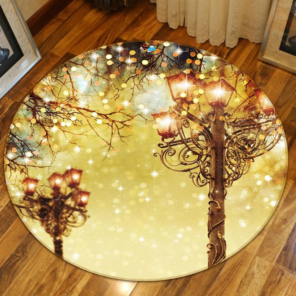 3D Street Lamp 54135 Christmas Round Non Slip Rug Mat Room Mat Quality Elegant Photo Carpet Xmas 4 3D Street Lamp 54135 Christmas Round Non Slip Rug Mat Room Mat Quality Elegant Photo Carpet Xmas - Image 2