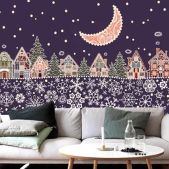 3D Christmas Purple Moon Tree 767 Wallpaper Mural Wall Mural Wall Murals Removable Wallpaper Woven P
