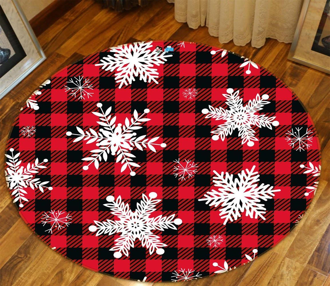 3D Snowflake Red Black Grid 54085 Christmas Round Non Slip Rug Mat Room Mat Quality Elegant Photo Ca 4 3D Snowflake Red Black Grid 54085 Christmas Round Non Slip Rug Mat Room Mat Quality Elegant Photo Ca - Image 2