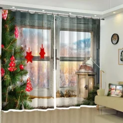 3D Candlelight Ornament Christmas 27 Blockout Photo Curtain Printing Curtains Drapes Fabric Window