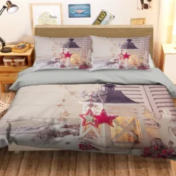 3D Christmas Candle Decoration 12 Bed Pillowcases Quilt Cover Set Bedding Set Pillowcases Duvet Cove