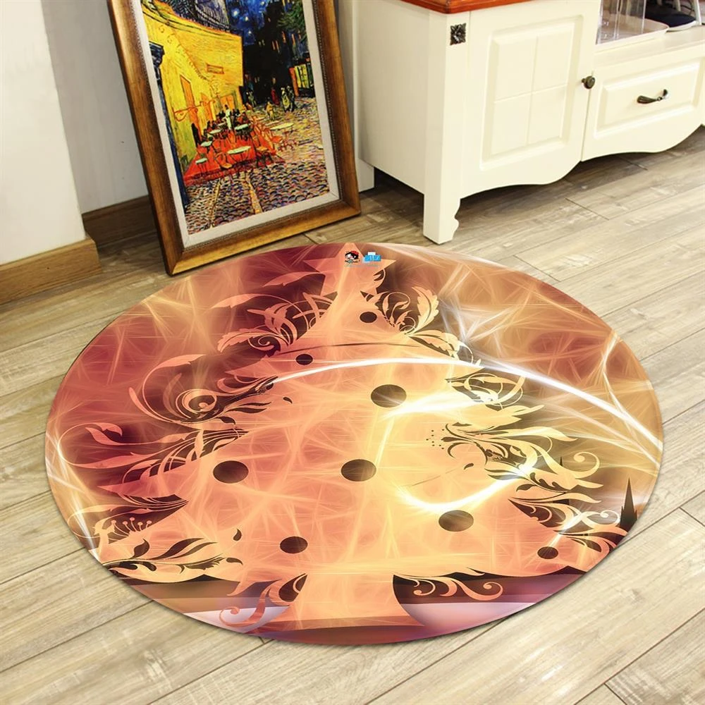 3D Flame Pattern Tree 65232 Christmas Round Non Slip Rug Mat Room Mat Quality Elegant Photo Carpet X 4 3D Flame Pattern Tree 65232 Christmas Round Non Slip Rug Mat Room Mat Quality Elegant Photo Carpet X - Image 2