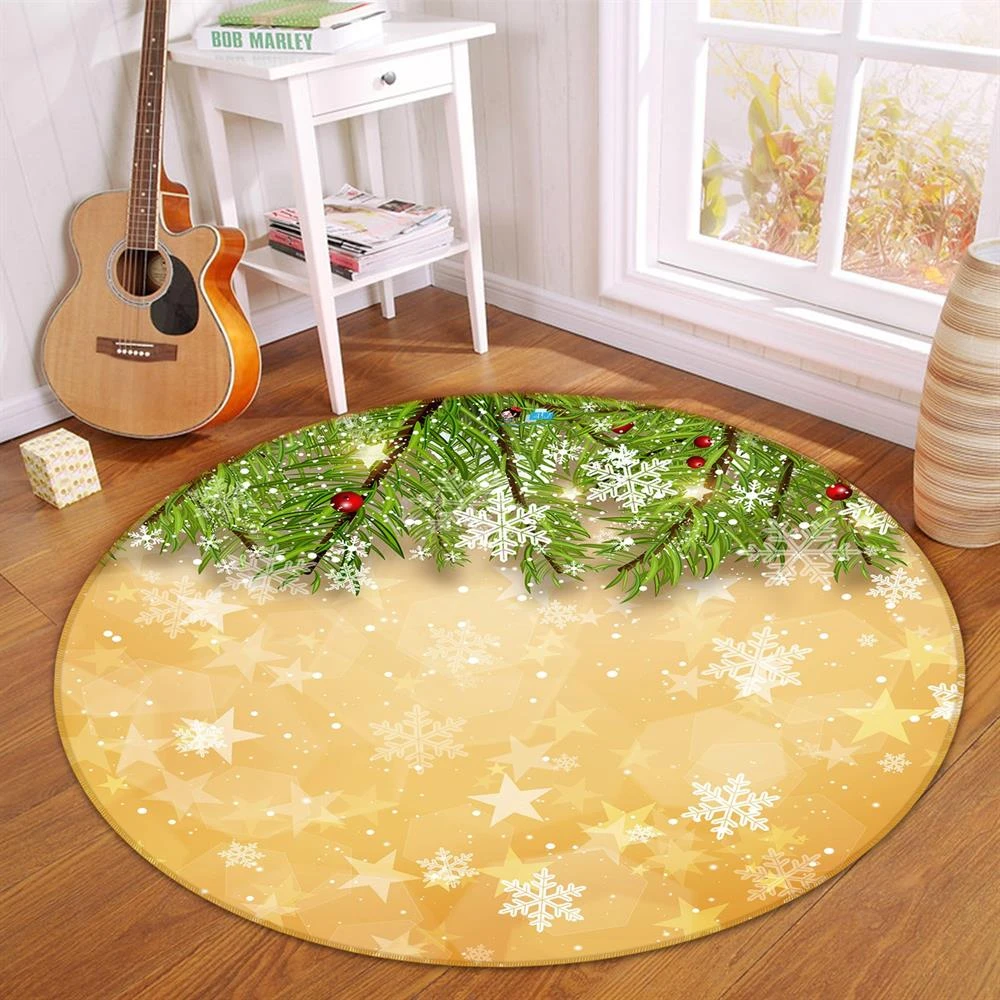3D Branch Snowflake 54112 Christmas Round Non Slip Rug Mat Room Mat Quality Elegant Photo Carpet Xma 5 3D Branch Snowflake 54112 Christmas Round Non Slip Rug Mat Room Mat Quality Elegant Photo Carpet Xma - Image 3