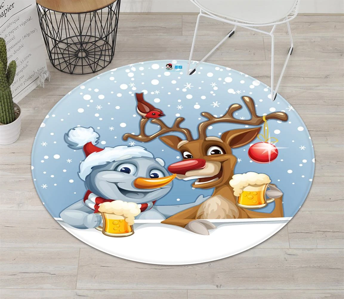 3D Snowman Deer Beer 66011 Christmas Round Non Slip Rug Mat Room Mat Quality Elegant Photo Carpet Xm 5 3D Snowman Deer Beer 66011 Christmas Round Non Slip Rug Mat Room Mat Quality Elegant Photo Carpet Xm - Image 3