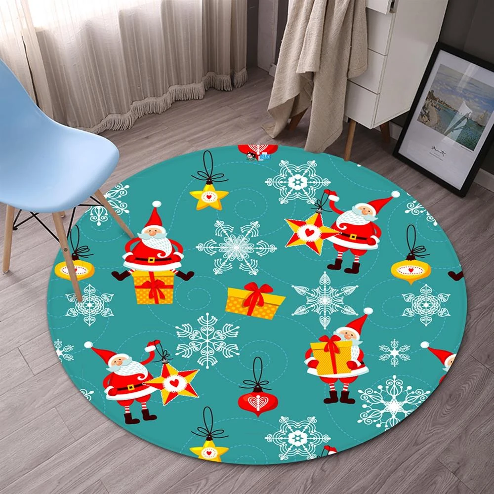 3D Santa Snowflake Pattern 66024 Christmas Round Non Slip Rug Mat Room Mat Quality Elegant Photo Car 5 3D Santa Snowflake Pattern 66024 Christmas Round Non Slip Rug Mat Room Mat Quality Elegant Photo Car - Image 3